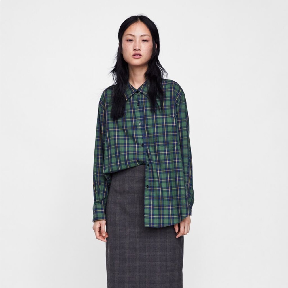 Zara Oversized Plaid Shirt